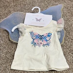 Girls Sequin Butterfly Tee with Matching Dress Up Wings!